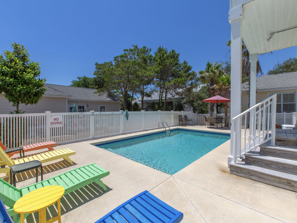 Cheerful Coastal Cottage with Private Pool & Balconies - Walk to Beach