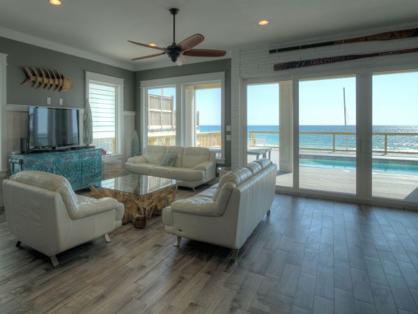 Chic Airy Beachfront Home