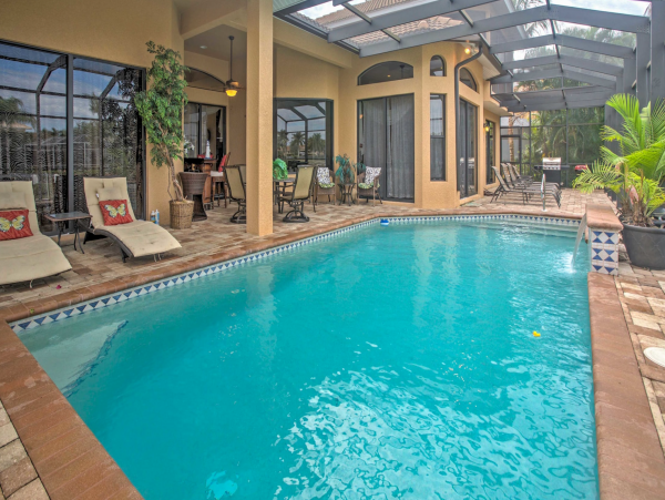 Marco Island 6 Bedroom Canal Front Home with Caged Pool