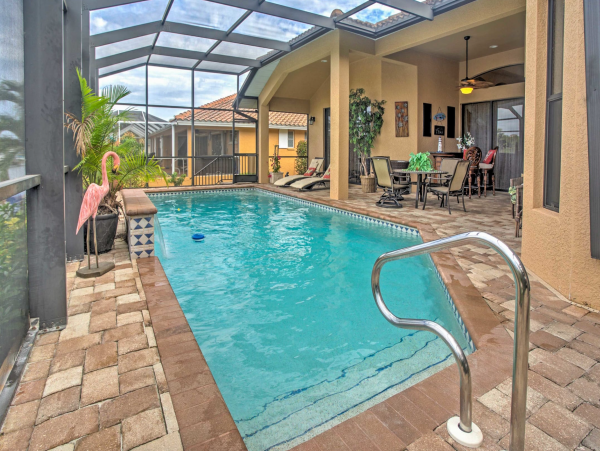 Marco Island 6 Bedroom Canal Front Home with Caged Pool