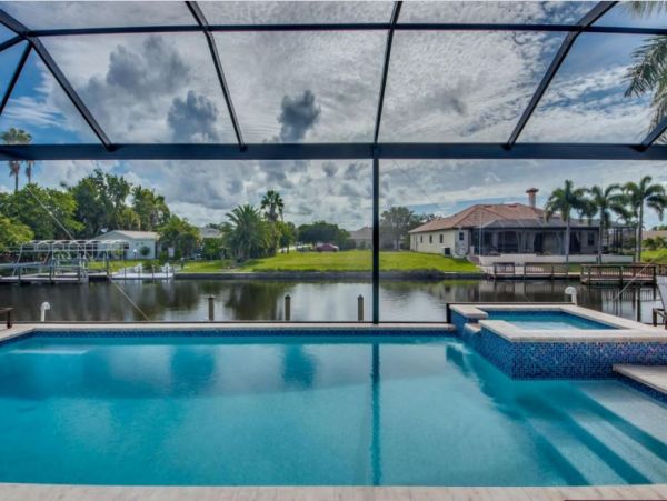 Canal View Cape Coral Caged Pool Vacation Home