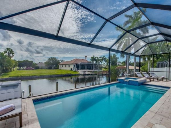 Canal View Cape Coral Caged Pool Vacation Home