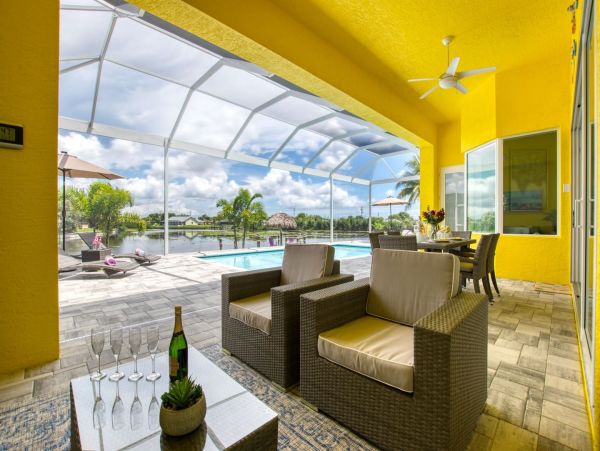 Great Canalfront Home on Cape Coral with Caged Pool & Dock