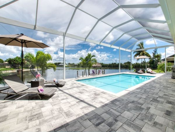 Great Canalfront Home on Cape Coral with Caged Pool & Dock