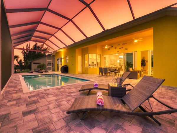 Great Canalfront Home on Cape Coral with Caged Pool & Dock