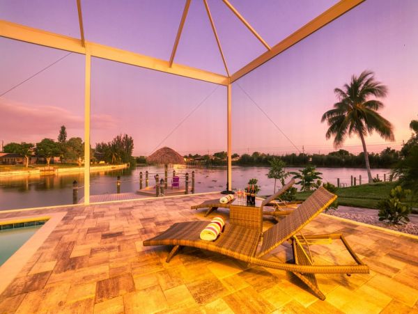 Great Canalfront Home on Cape Coral with Caged Pool & Dock