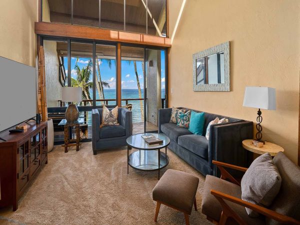 Poipu Three Bedroom Unique Oceanfront Vacation Condo