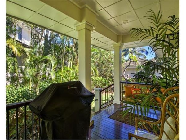 Back porch with seating and BBQ grill