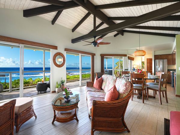 Beachfront Two Bedroom Poipu Vacation Home