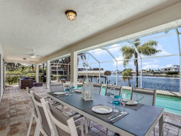 Canal View Cape Coral Vacation Home Caged Pool Sleeps 8