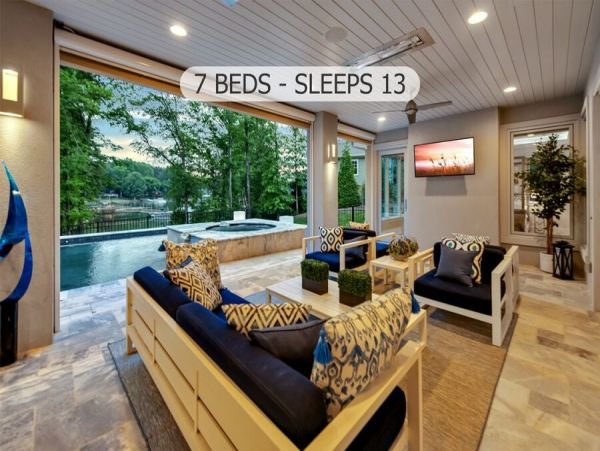 North Carolina Vacation Lake Front Pool Home 13 Guests