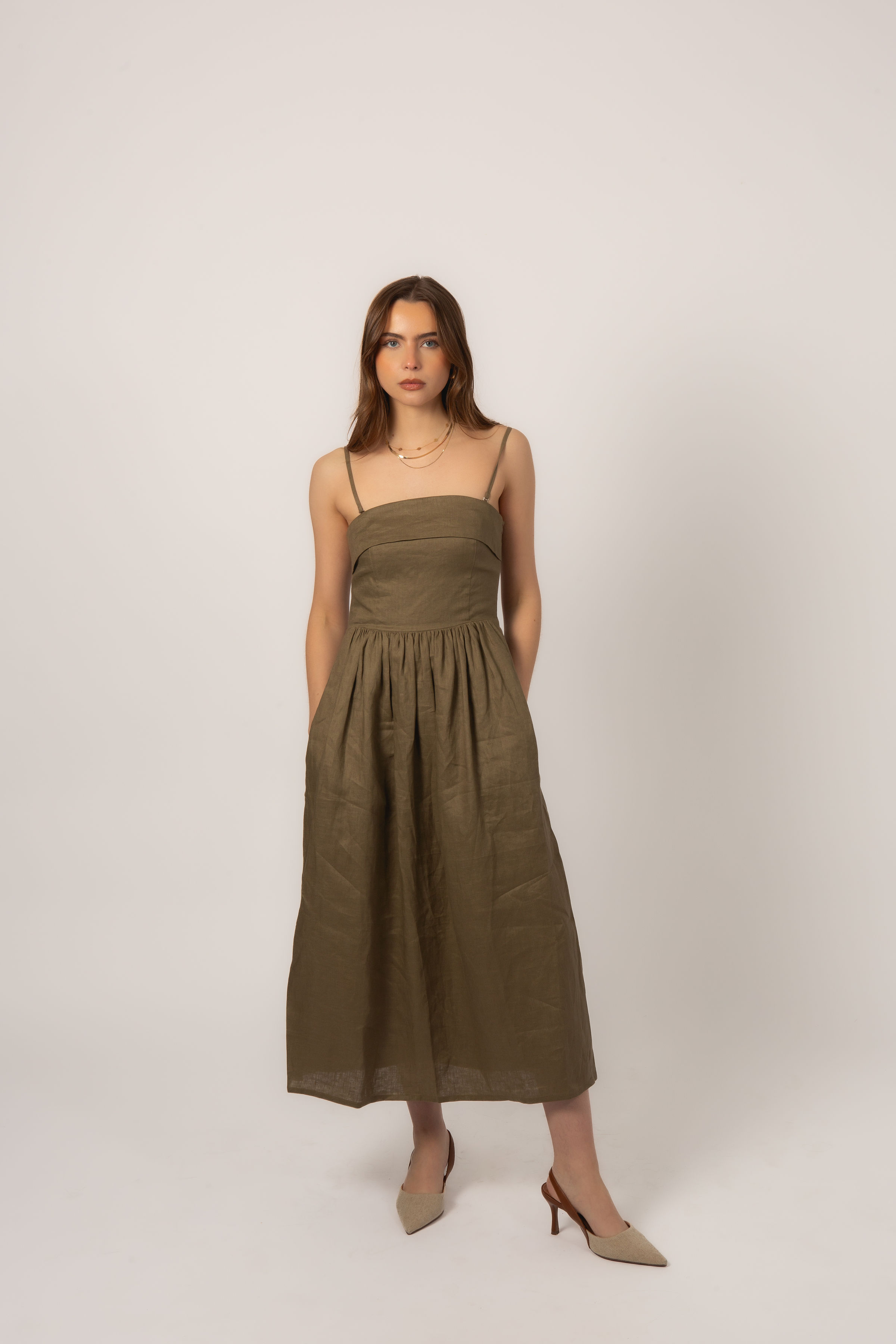 Carrie Dress - Dusty Olive  thumbnail 3
