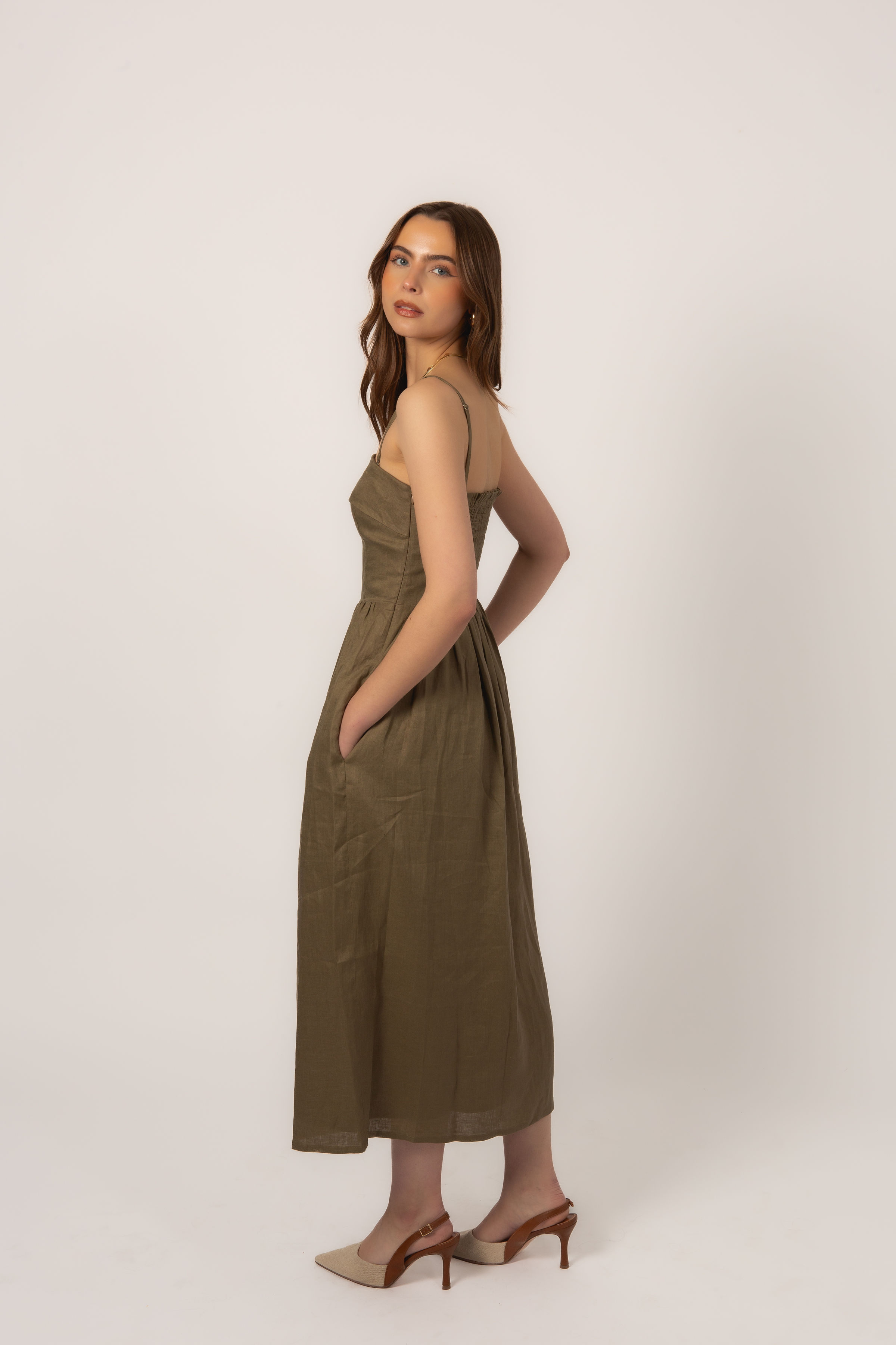 Carrie Dress - Dusty Olive  thumbnail 2