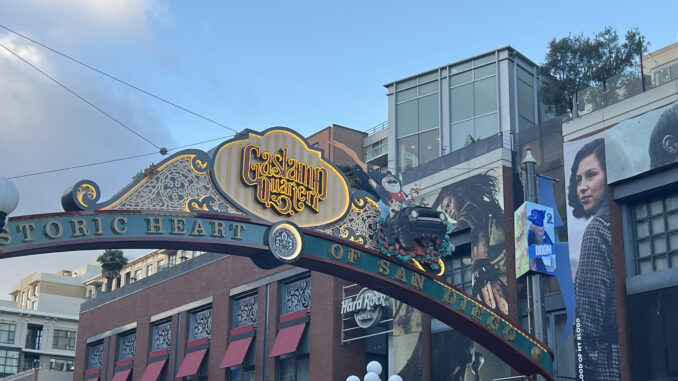 Gaslamp Quarter Sign support the gaslamp supporting us