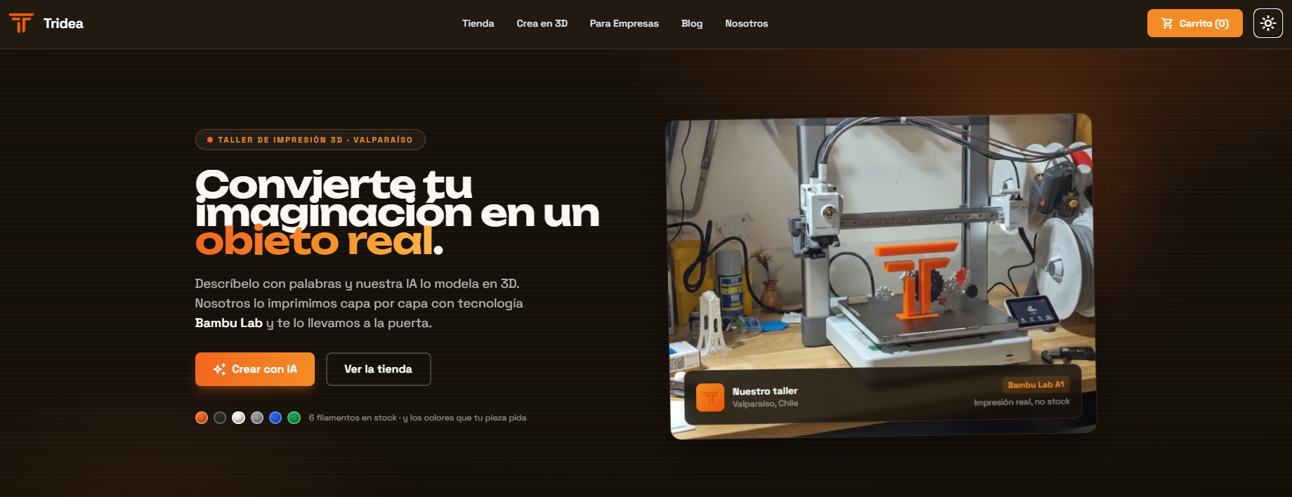 Vista previa del proyecto Tridea - Impresiones 3D