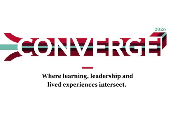 Converge event logo on a white background with the event tagline "Where learning, leadership and lived experiences intersect."