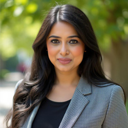 Headshot of Neethi Johnson wearing a black shirt and gray jacket