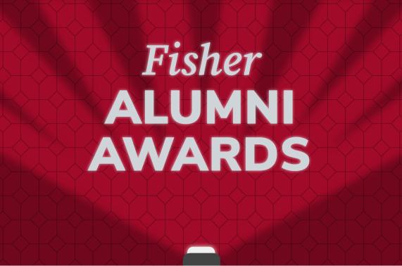 Graphic that says Fisher Alumni Awards