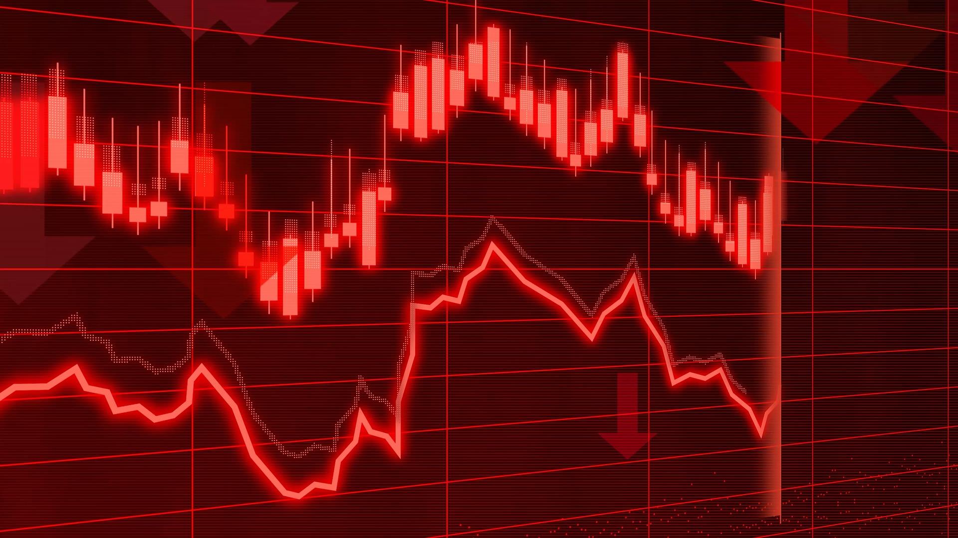 Illustration of a financial trend line with downward trend