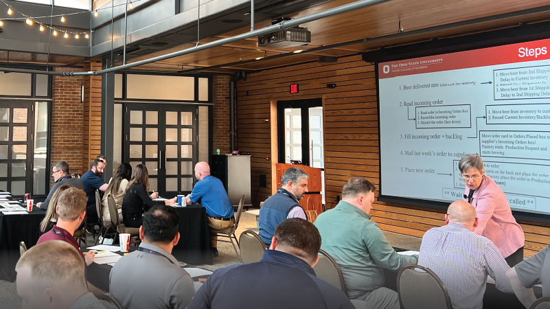 NAW program participants doing a Supply Chain simulation with Keely Croxton