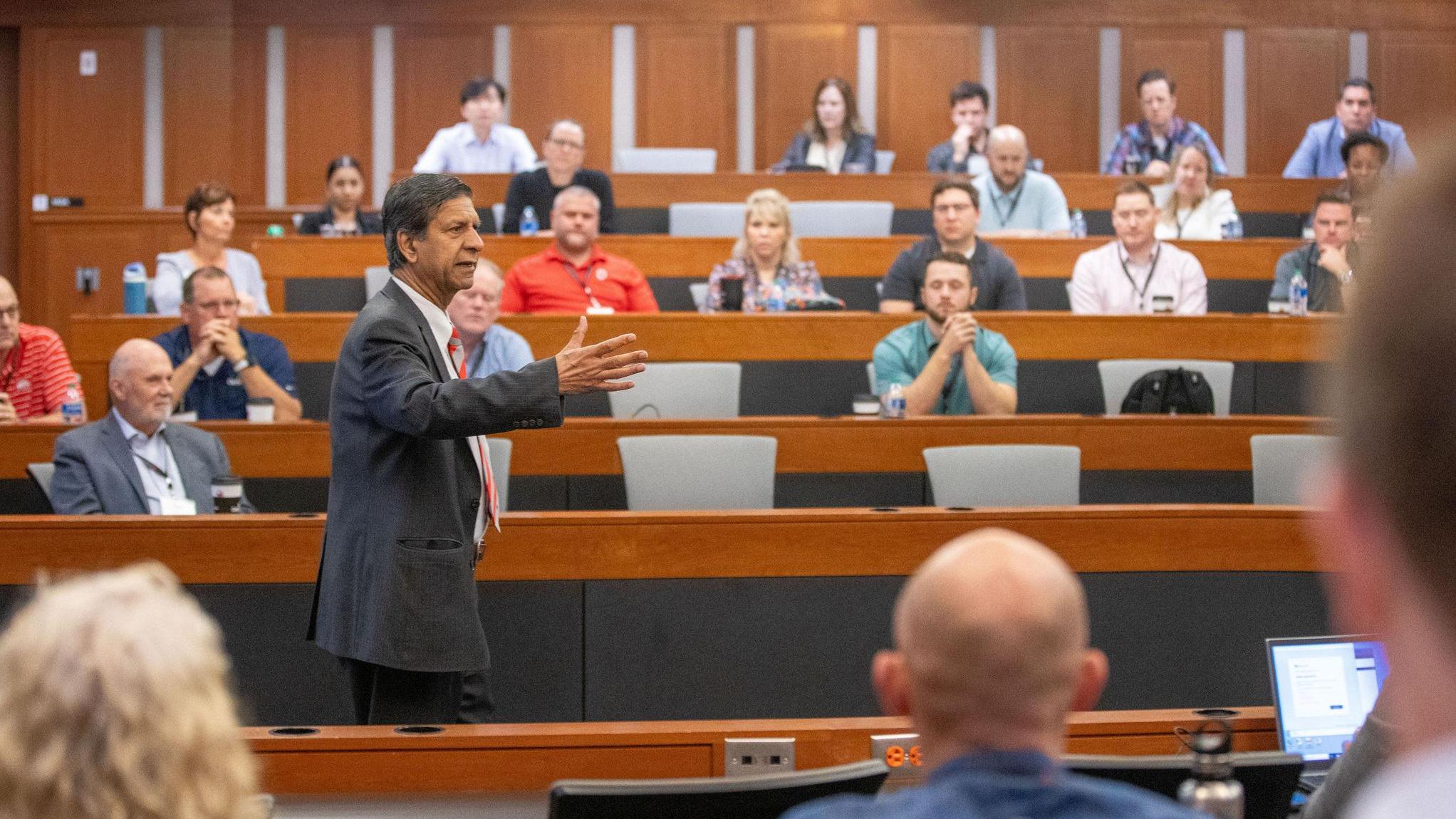 Anil Makhija teaching to a class of EMBA students