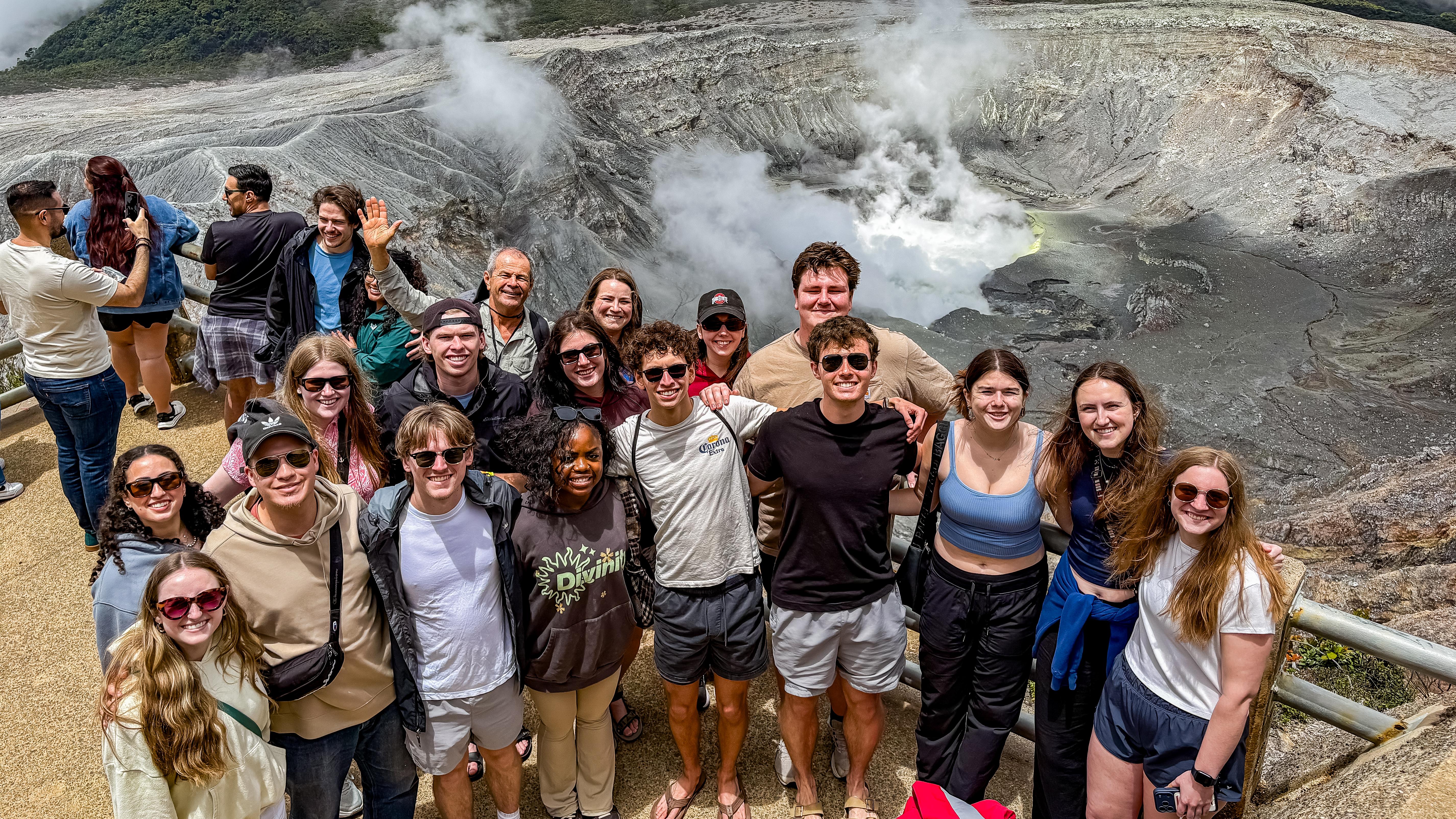 Group of OSU students at the Poas Volcano in Costa Rica