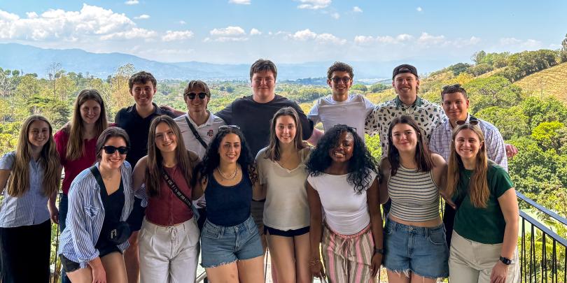 Group of Ohio State students at the Starbucks farm in Costa Rica