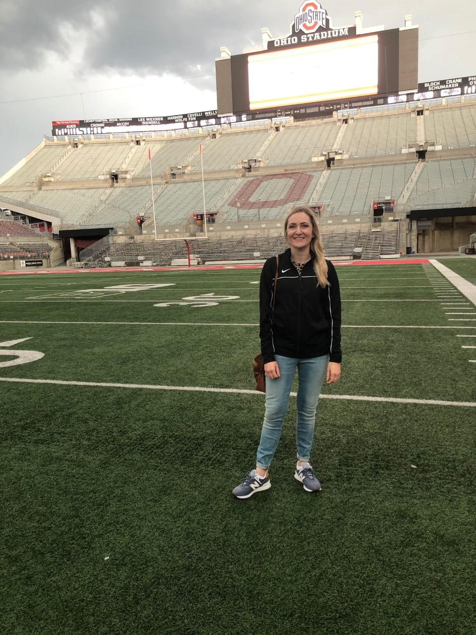 Standing on the field at Ohio Stadium