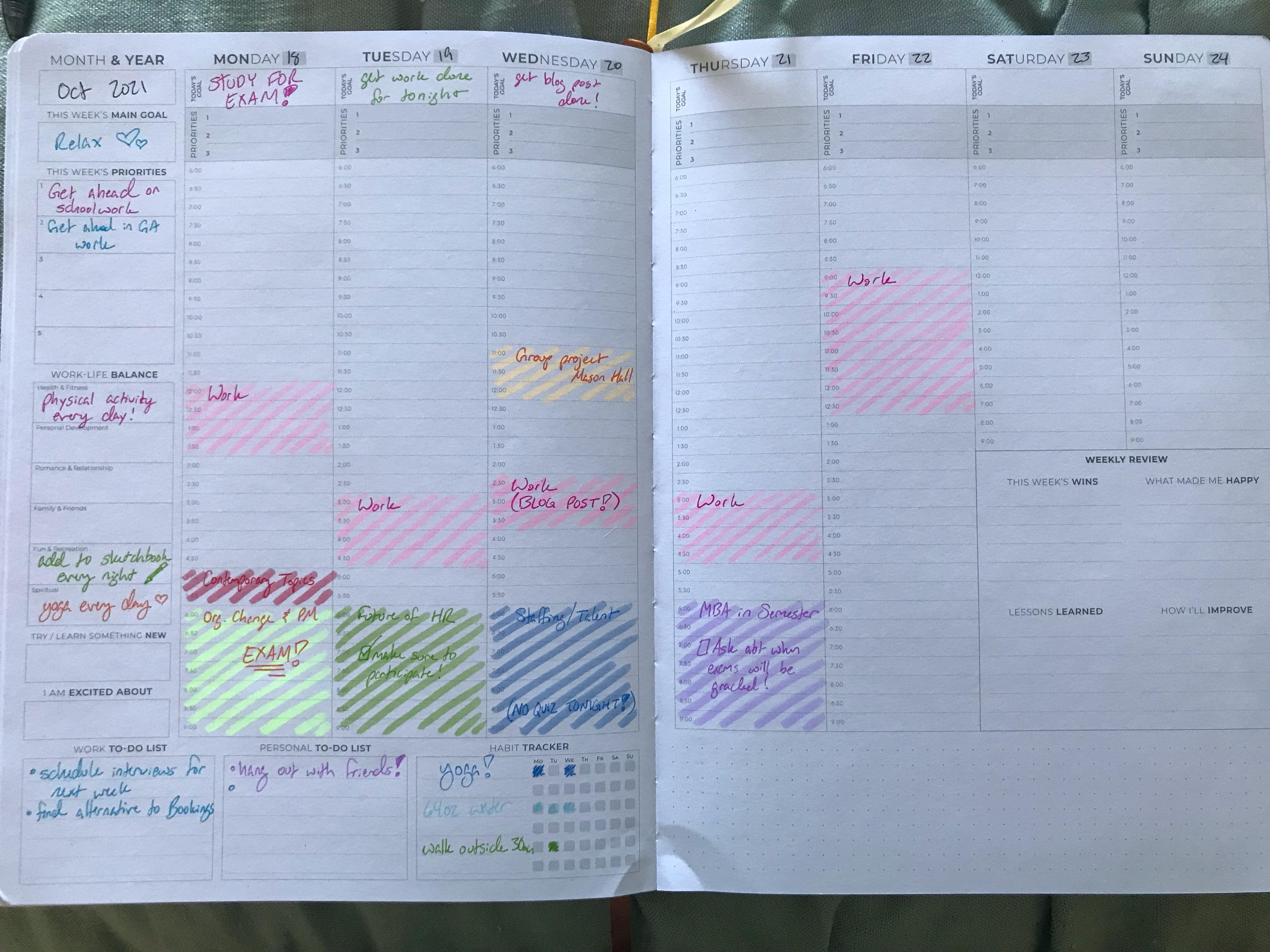 Stay on track through jotting down all your tasks on a calendar!