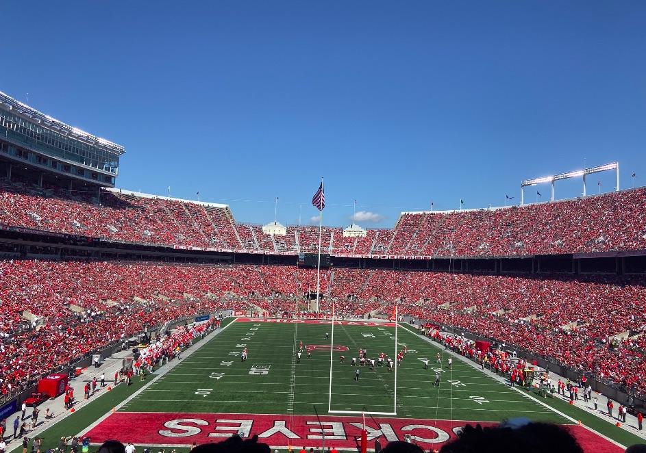 Ohio Stadium with blue skies