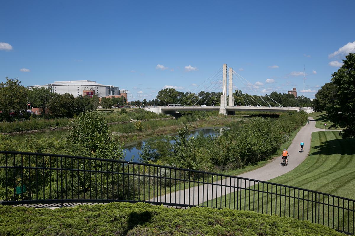 The Olentangy River Trail running through Ohio State's campus