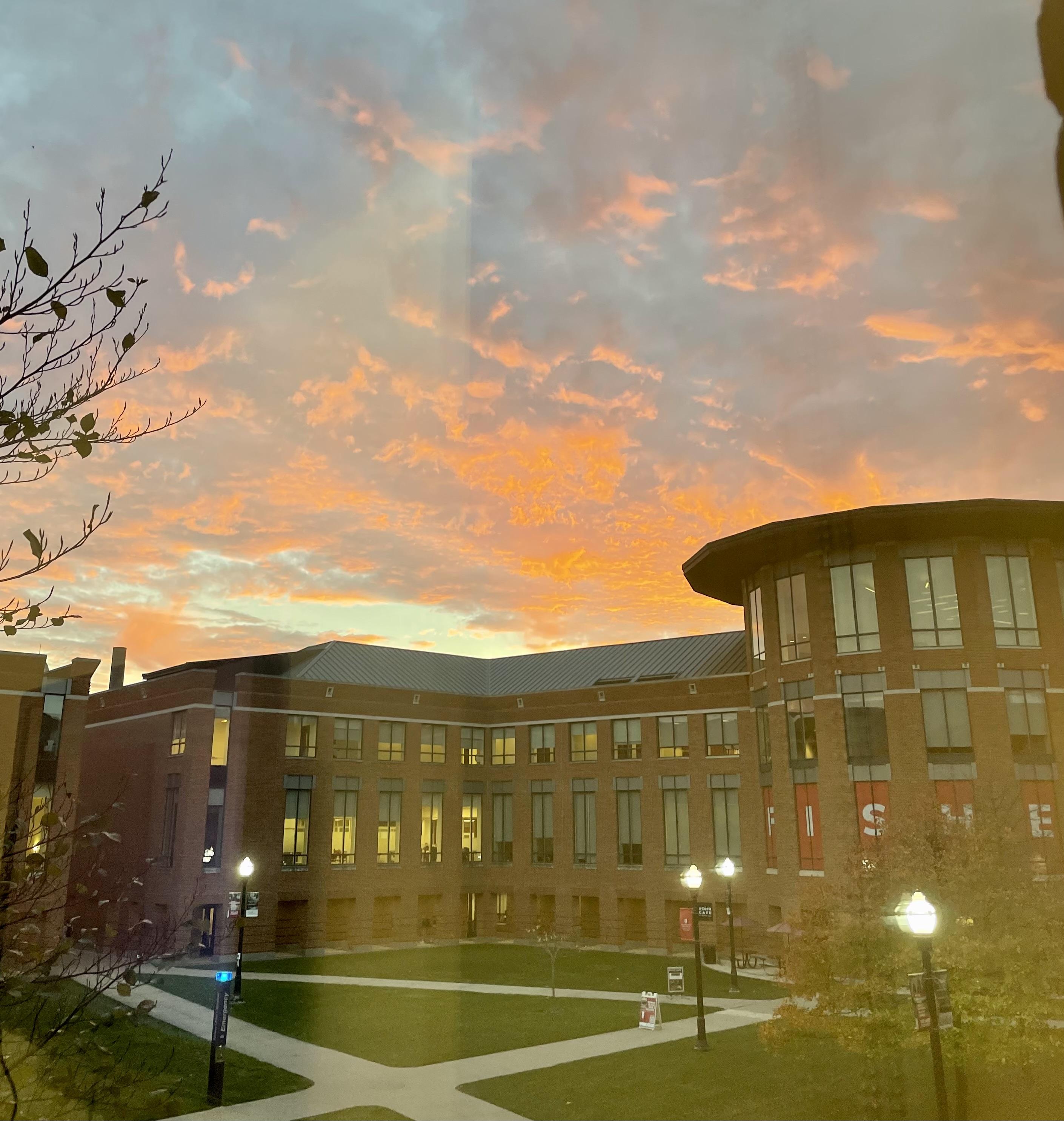 Mason Hall at sunset