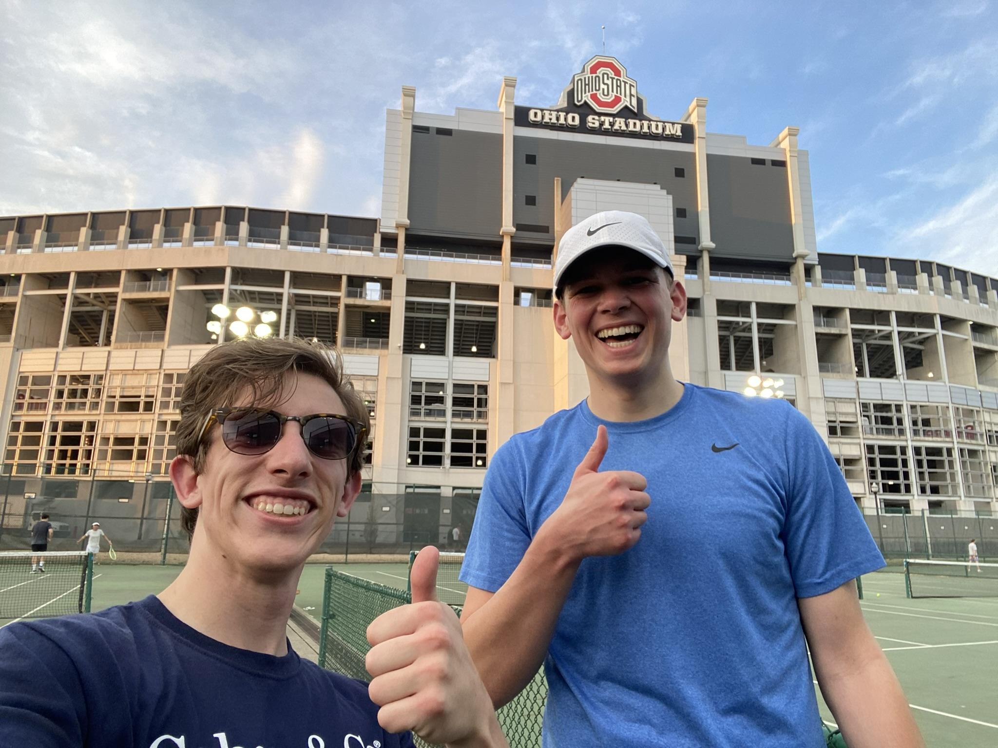 Zach and I playing tennis together outside of class