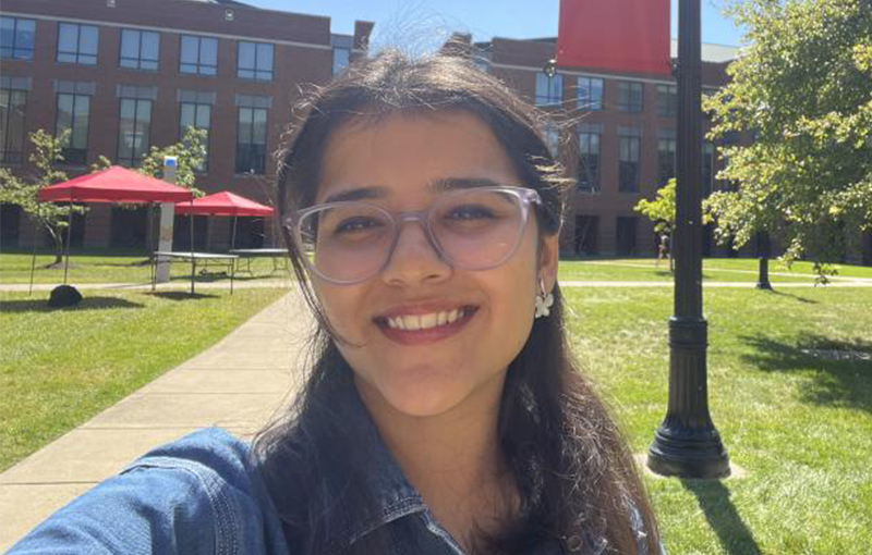 Rashi Sharma outside of gerlach hall