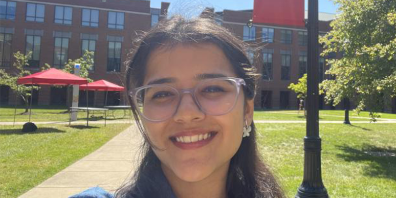 Rashi Sharma outside of gerlach hall