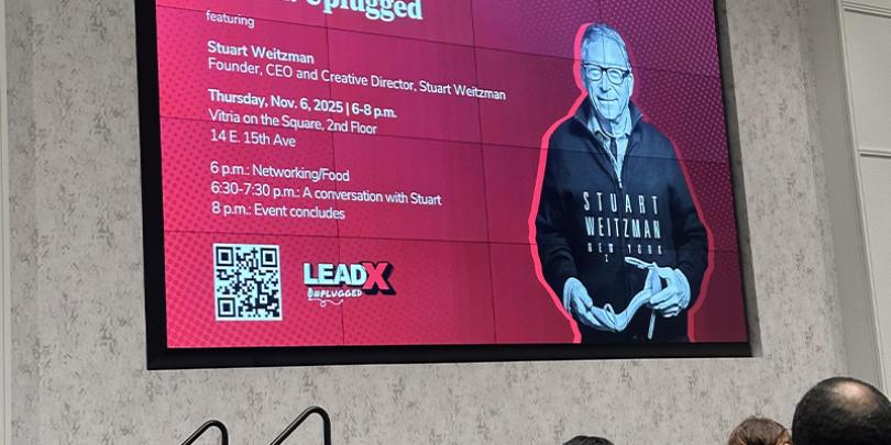 Moment before Stuart Weitzman began to speak