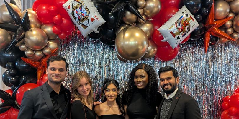 Omolayo with fellow students at the OUAB Valentine's Day Ball.