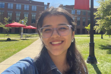 Rashi Sharma outside of gerlach hall