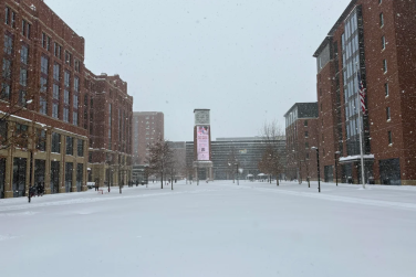 Snow on Ohio State campus 