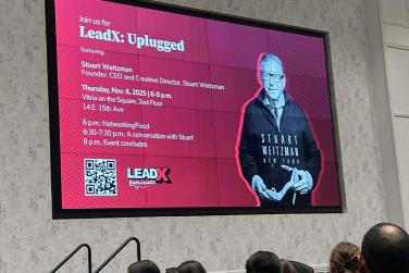 Moment before Stuart Weitzman began to speak