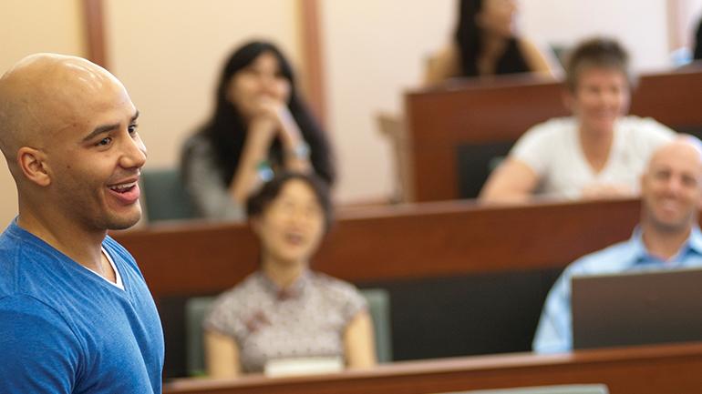 FTMBA student presenting to class