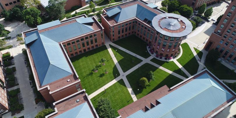 Aerial image of Fisher College of Business campus