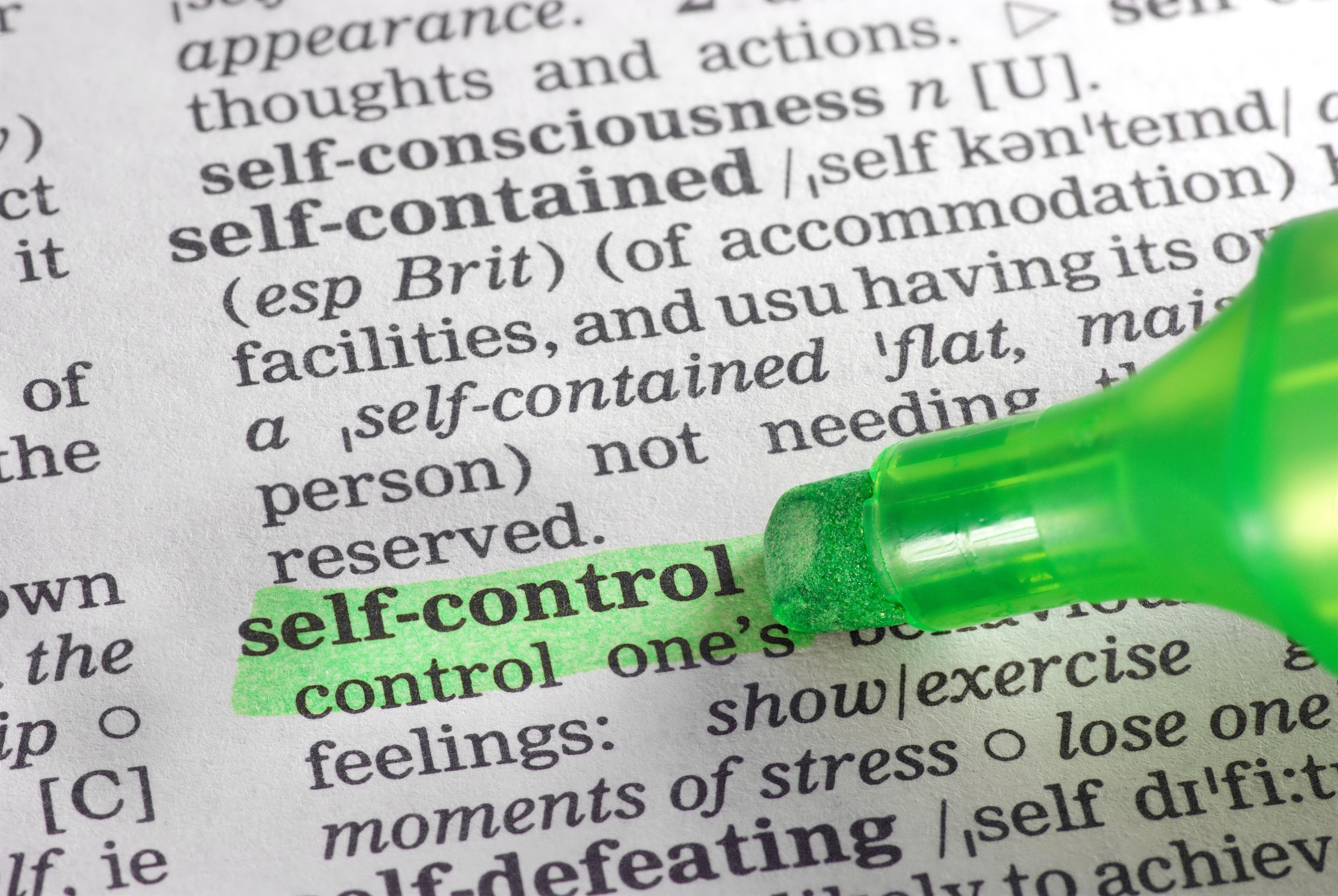 self-control listed in dictionary 