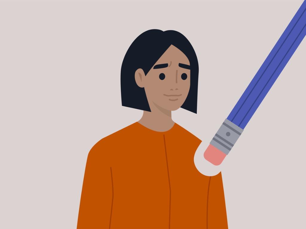 Illustration of a woman being erased 