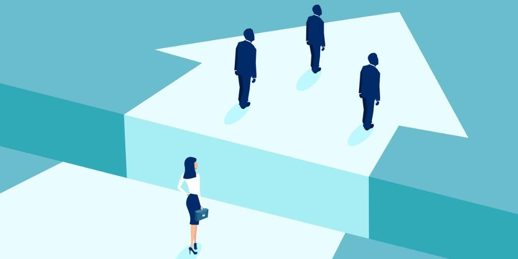 woman blocked on leadership road