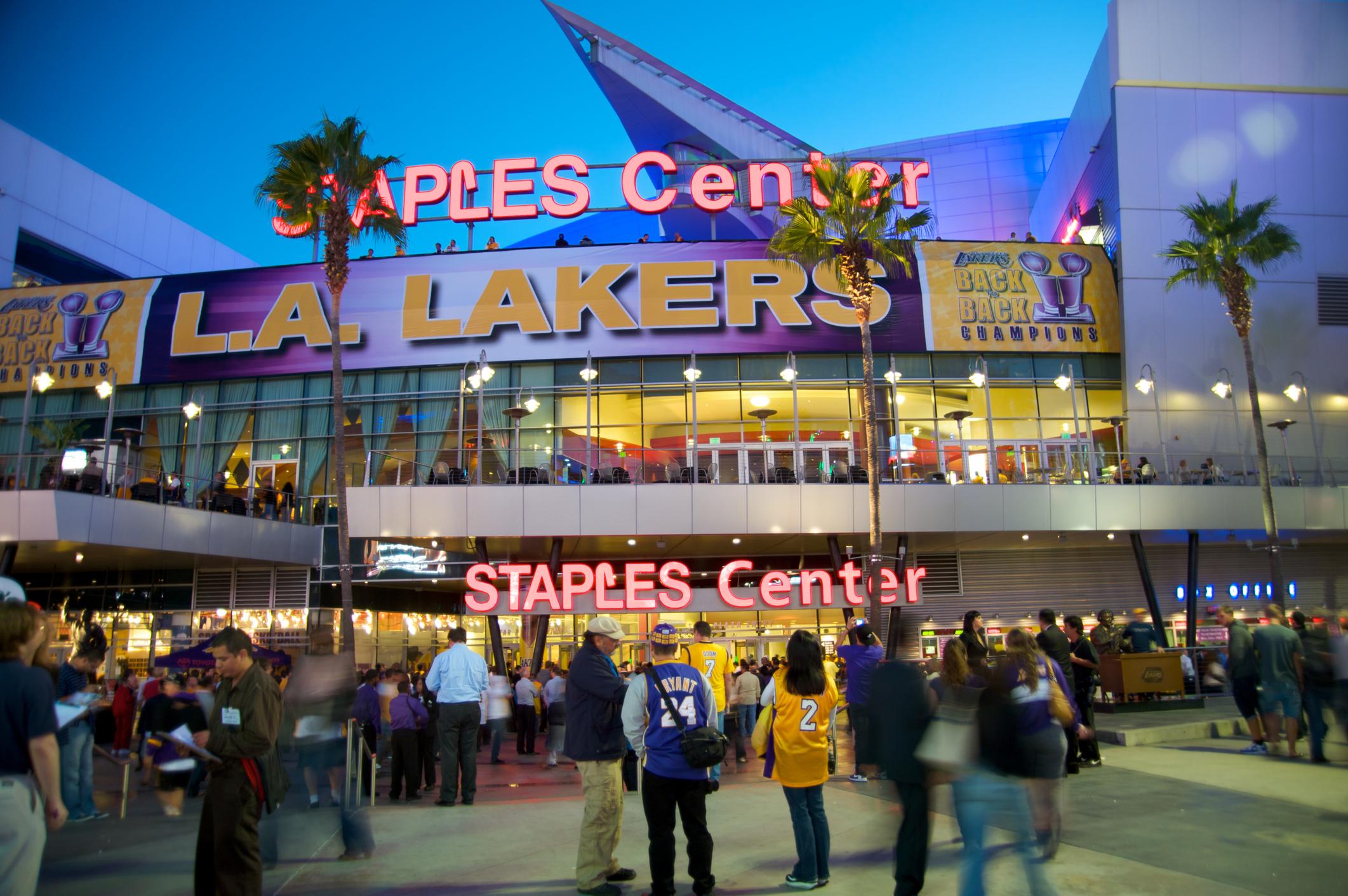 View of Los Angeles Lakers arena, the Staples Center. 