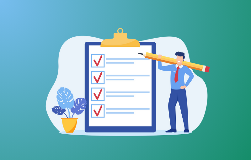 man crossing 4 items off checklist