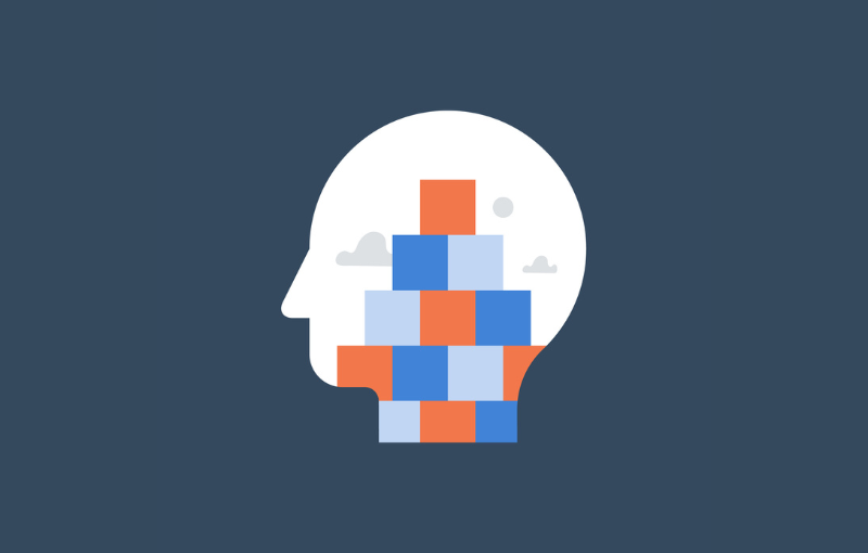 silhouette of a head with different blocks stacked inside