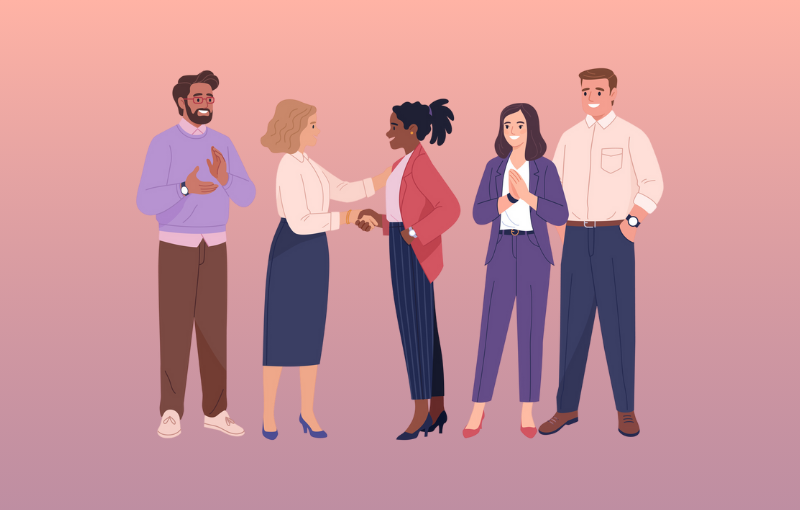 woman being congratulated for promotion