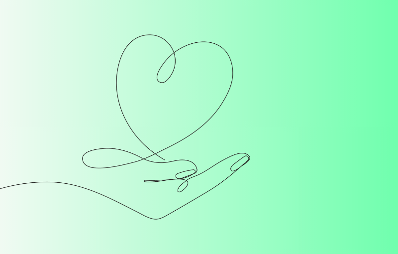 illustration of hand holding a love heart